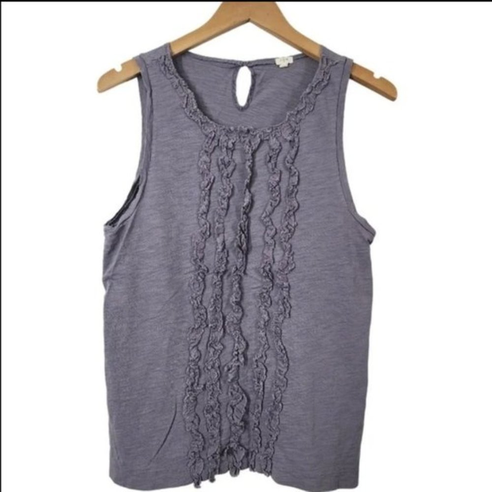 J. Crew -  Ruffle Front Tank Top Sleeveless Blouse | Size Small | Gray Lavender